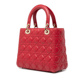 クリスチャンディオール カナージュ レディディオール ミディアム ハンドバッグ レッド レザー レディース Christian Dior 【中古】